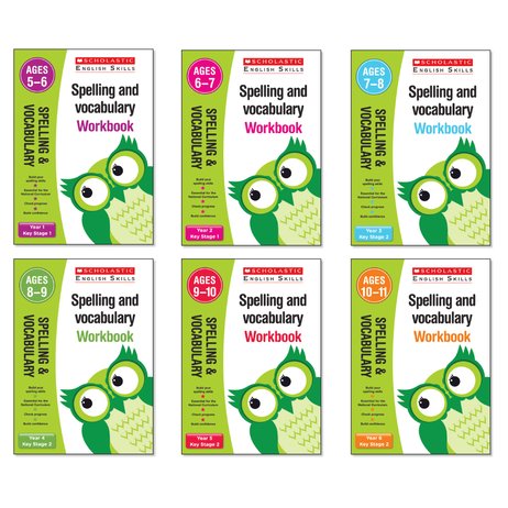 Scholastic English Skills: Spelling and Vocabulary Years 1-6 Pack (6 Books)