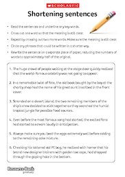 Shortening sentences worksheet