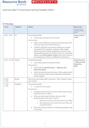 Early Years home learning timetable week 1