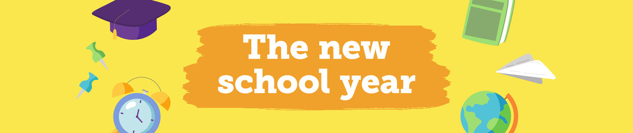 new school banners desk