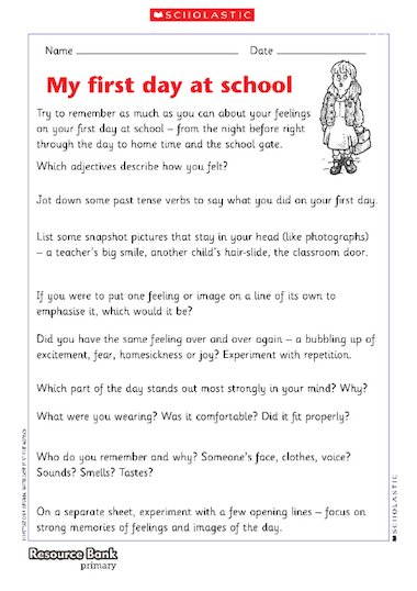 Write an Essay on My First Day in School [PDF] - English Compositions