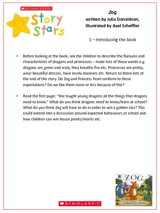 Story Stars Resource: Zog Lesson Plan - Scholastic Shop