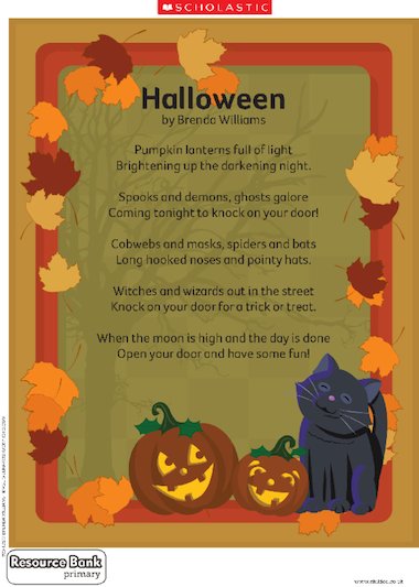 Short Halloween Poem For Kids