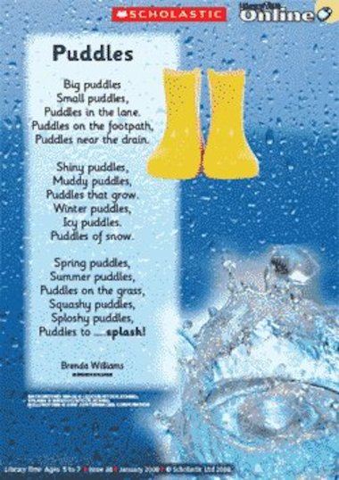 Puddles Poem Sound Effect Splash Primary Ks1 Teaching Resource Scholastic