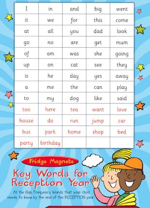 Literacy Magnets: Key Words Magnets: Reception Year - Scholastic Kids' Club