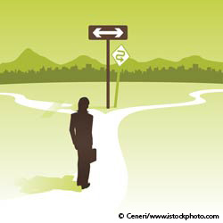 Graphic of woman at crossroads Graphic of woman at crossroads