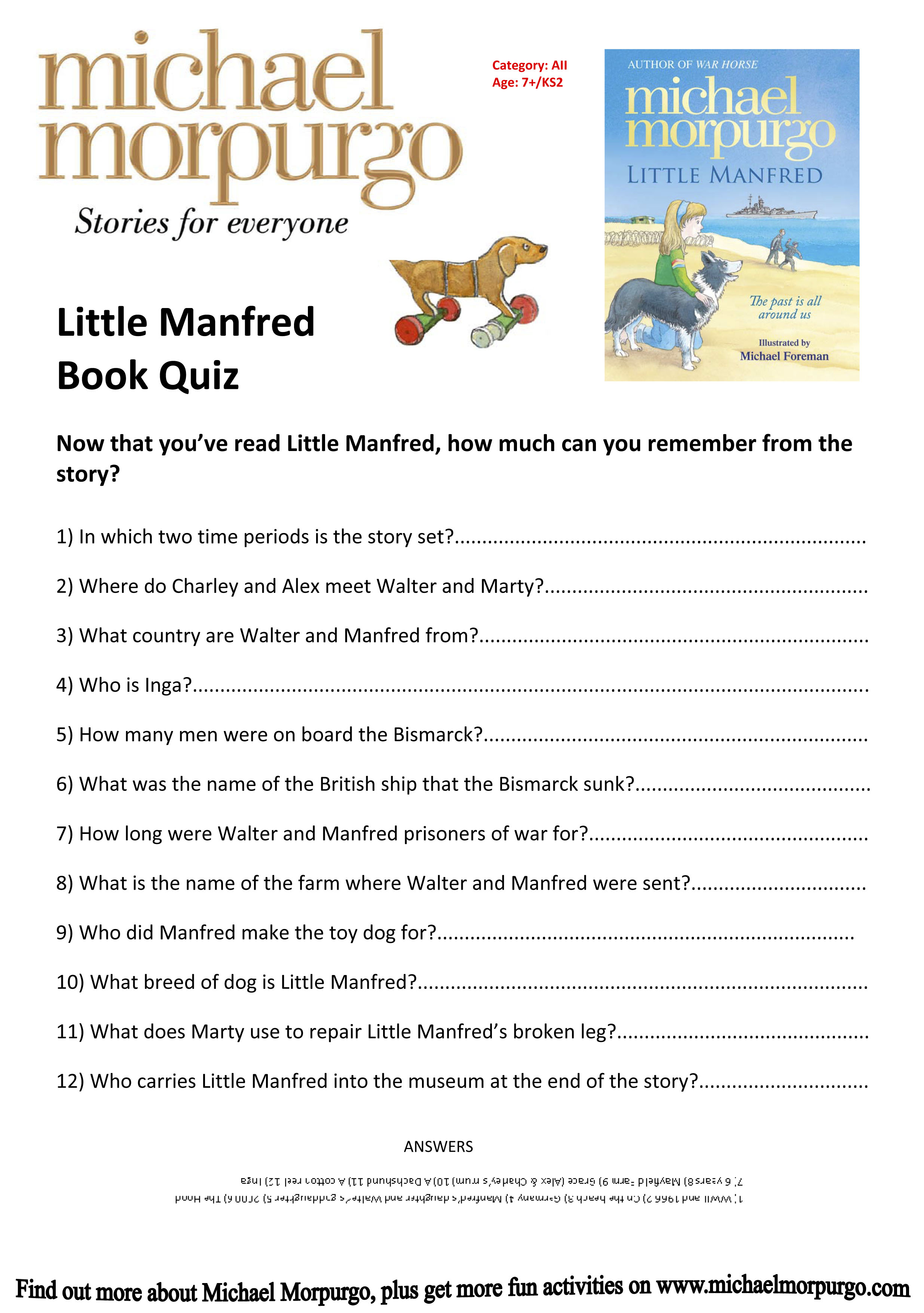 Little Manfred Book Quiz - Scholastic Kids' Club