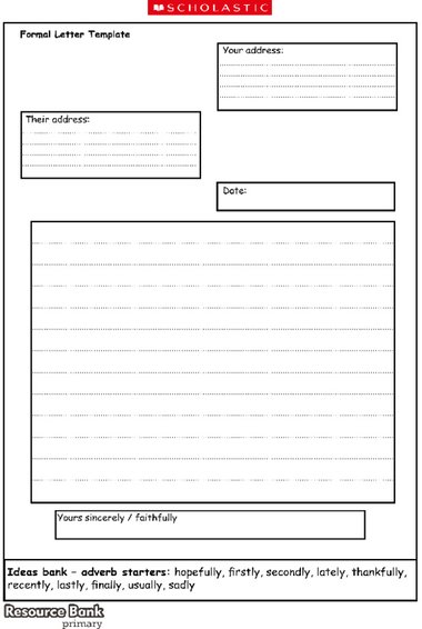 Letter Writing Planning Sheet Ks1