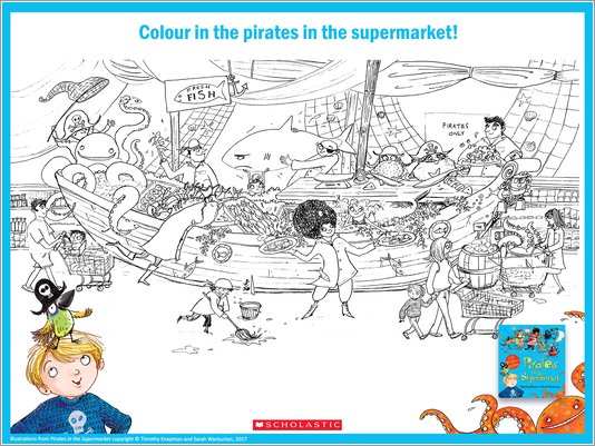 Pirates in the Supermarket Colouring Activity