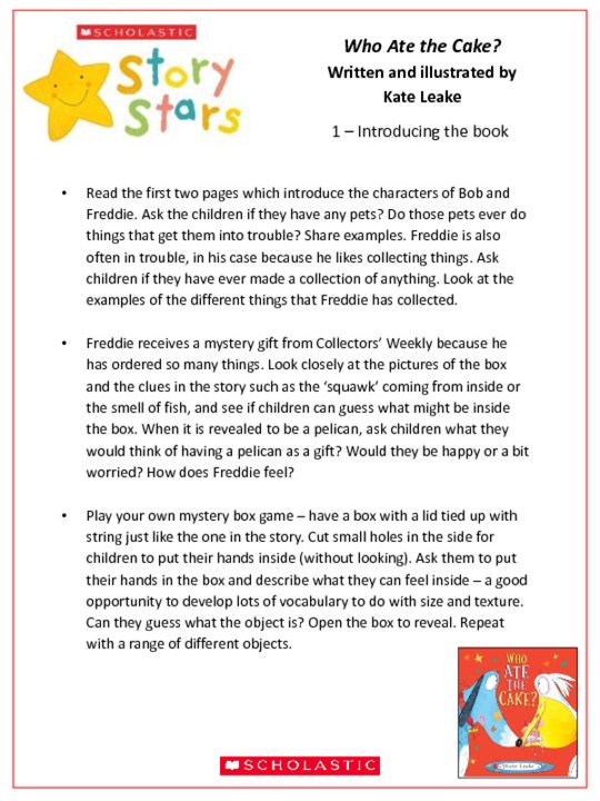 Story Stars Resource:Who Ate the Cake? Lesson Plan