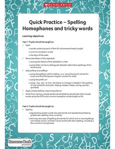 Quick Practice - Homophones Quick Practice - Homophones