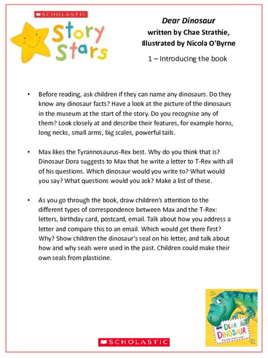 Story Stars Resource: Dear Dinosaur Lesson Plan