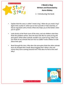 Story Stars Resource: I Need a Hug Lesson Plan Story Stars Resource: I Need a Hug Lesson Plan