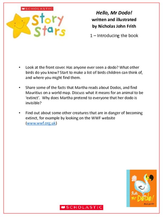 Story Stars Resource: Hello, Mr Dodo Lesson Plan