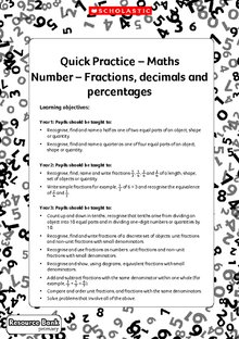 Quick Practice – fractions, decimals, percentages