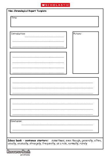 non chronological report research sheet