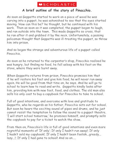 original pinocchio story summary