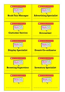 Book Fair Takeover: Volunteer Name Badges