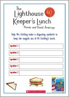 The Lighthouse Keeper's Lunch Sandwich Filling Activity Sheet