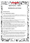 Quick Practice Maths - Multiplication and Division 