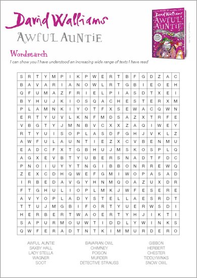 Awful Auntie Wordsearch