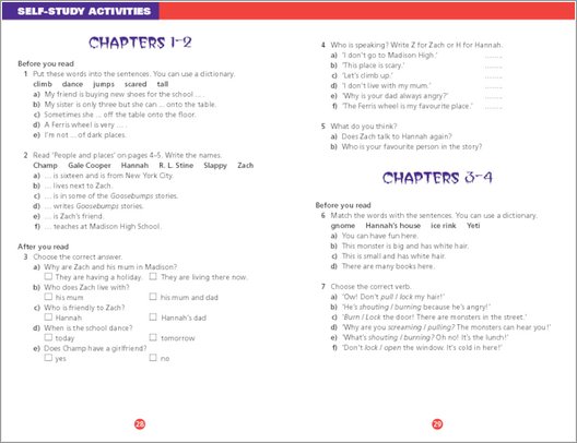 Goosebumps Self Study Activities sample page
