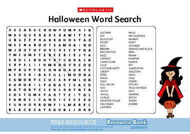 halloween word search pdf