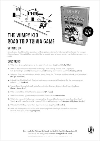 Diary of a Wimpy Kid: The Long Haul - Road Trip Trivia Game