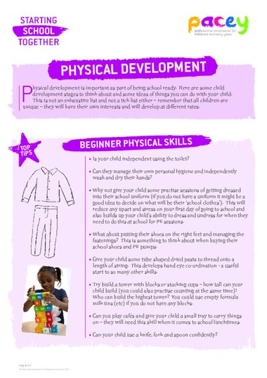 Starting school – physical development – FREE Early Years teaching ...
