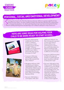 Starting school – personal, social and emotional development