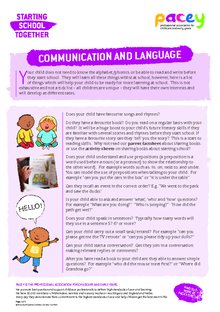 Starting school – communication and language
