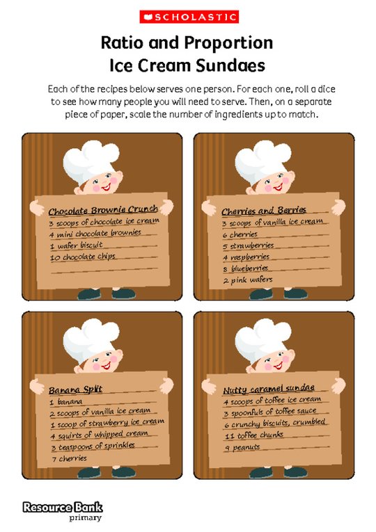 Ratio and Proportion Ice Cream Sundaes Scholastic Shop