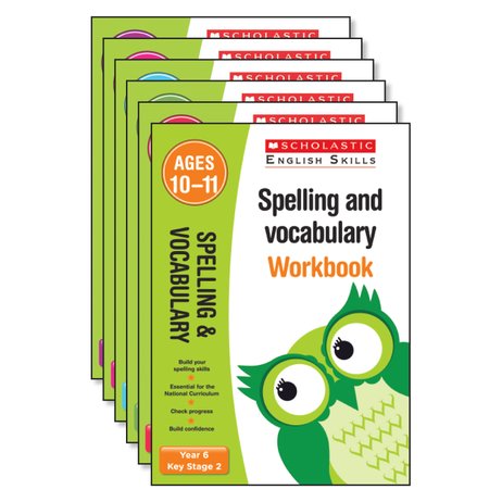 Scholastic English Skills: Spelling and Vocabulary Years 1-6 Set x 6 (36 Books)