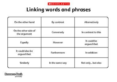 Linking Words And Phrases Primary Ks1 Ks2 Teaching Resource Scholastic