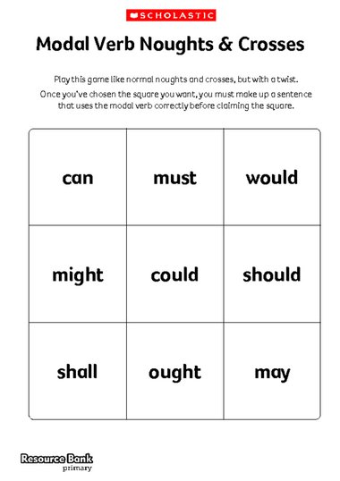 Modal Verbs Noughts and Crosses - FREE Primary KS2 ...