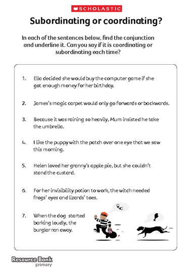 Coordinating and Subordinating Conjunctions KS2 – Model Sentences