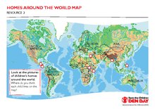 Geography resource: Homes around the world starter sheet and map