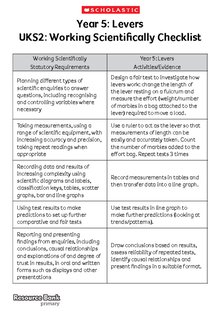 Levers – Upper KS2 ‘Working scientifically’ checklist
