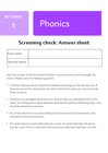 Phonics screening check – Answer sheet