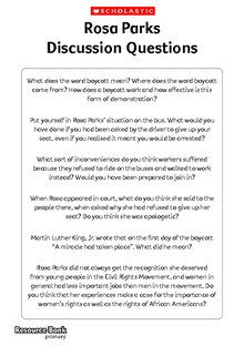 Rosa Parks – Discussion questions
