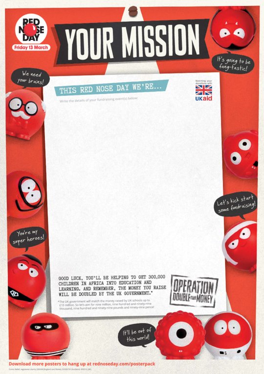 Red Nose Day event poster Scholastic Shop