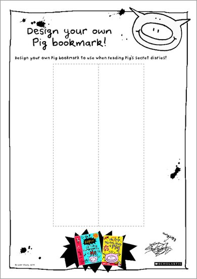 Design your own Pig bookmark - free activity