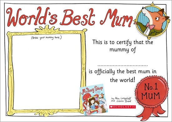 Mummy Shop Best Mum certificate