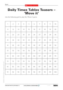 Daily times tables teasers – ‘move it’