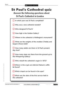 St Paul’s Cathedral – quiz