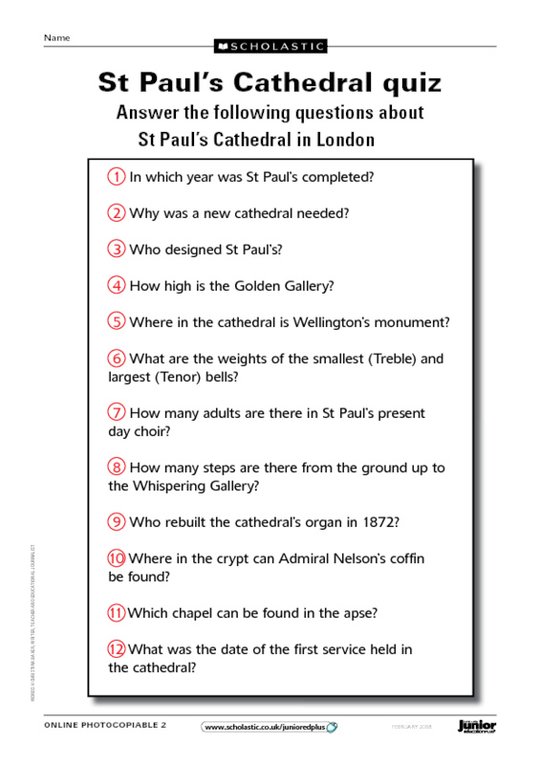 St Paul's Cathedral - quiz