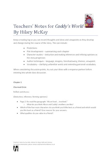 Caddy's World Teacher's Notes