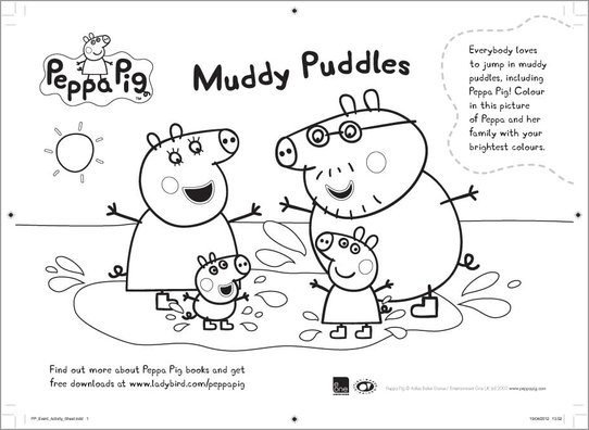 Peppa Pig Muddy Puddles colouring