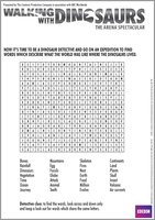 Walking with Dinosaurs Wordsearch
