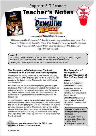 The Penguins of Madagascar: The Lost Treasure of the Golden Squirrel - Teacher's Notes
